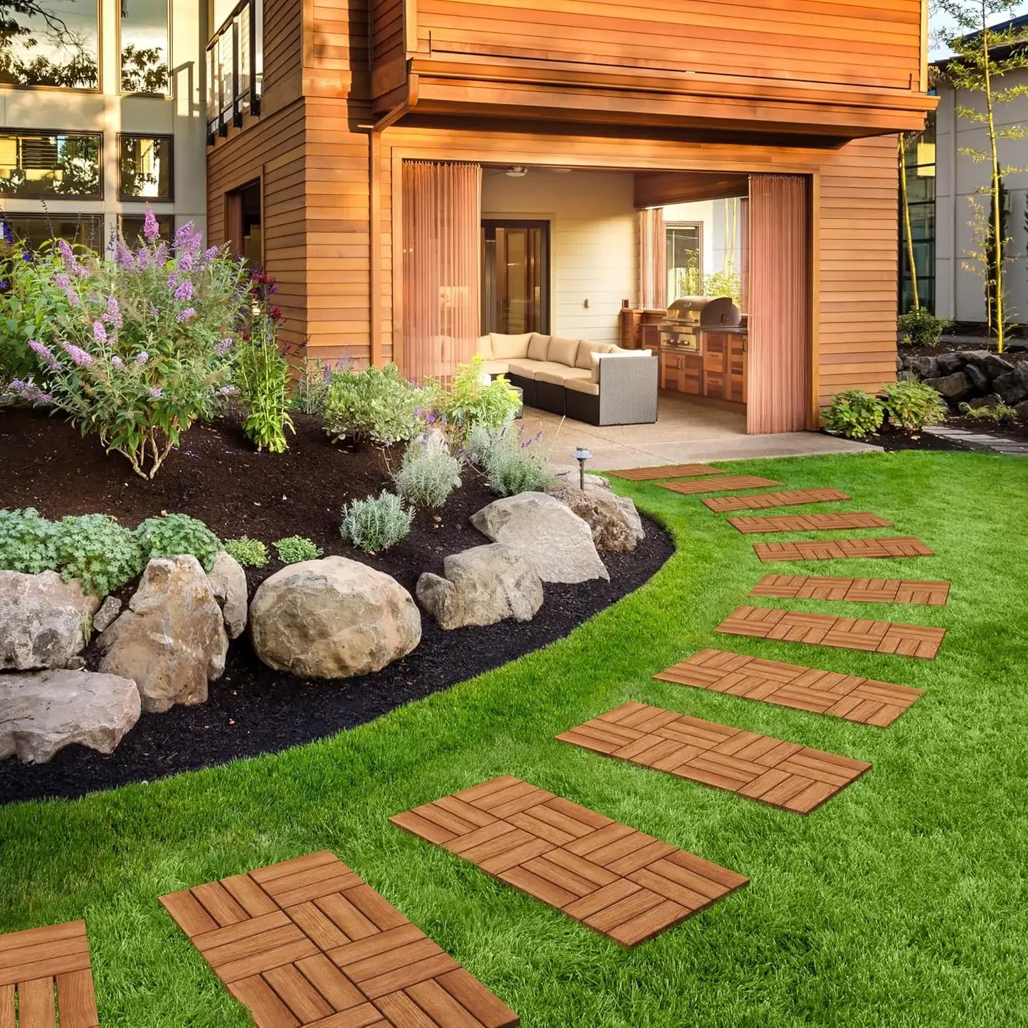 XMSJ Acacia deck tiles poolside setup