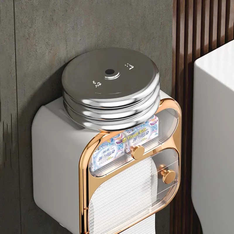 Wall Mounted Toilet Paper Holder Waterproof Paper Towels Holder Shelf Storage Box Toilet Roll Bathroom Organizer Shelf