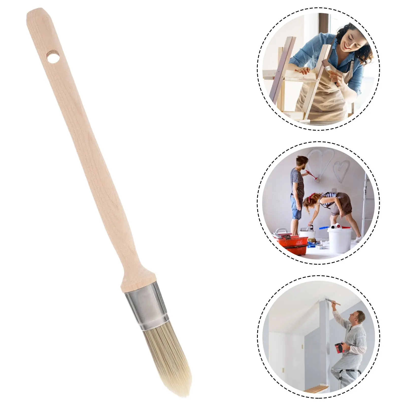 Round Paint Brush Tools Trim for Walls Edge Painting Edger Small Touch up Corner Brushes