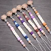 Personalized Name Baby Pacifier Chain Beech Wood Nipples Holder Clip Infant Teether Teething Chew Toys Anti-Drop Soother Chain 3