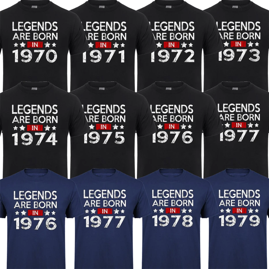 

Vintage Legends are born in 1970/1971/1972/1973/1974/1975/1976/1977/1978/1979 T shirt men 1970s Papi Father Dad Birthday T-shirt