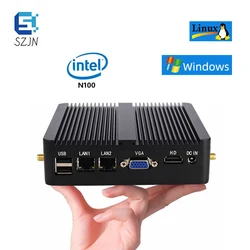 Mini PC Intel Celeron J4125 DUAL LAN COM Fanless Industrial Computer Support 32GB DDR4 RAM M.2 SATA SSD