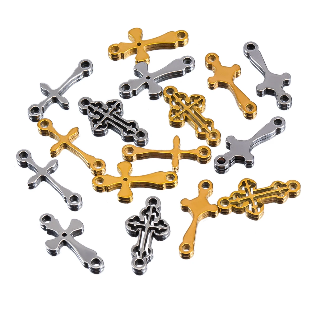 20 Stück Edelstahl Mini Hohlkreuz Anhänger mit Doppelloch Armband Verbinder Ohrring Halskette Charm DIY Schmuckherstellung – Detail 4