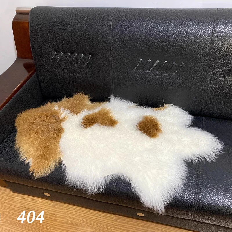 

Genuine Mongolian Tibetan Curly Fur Rug, Fluffy Fur Soft Carpet, Leather Hide Pelt Throw, Chair and Sofa Cover