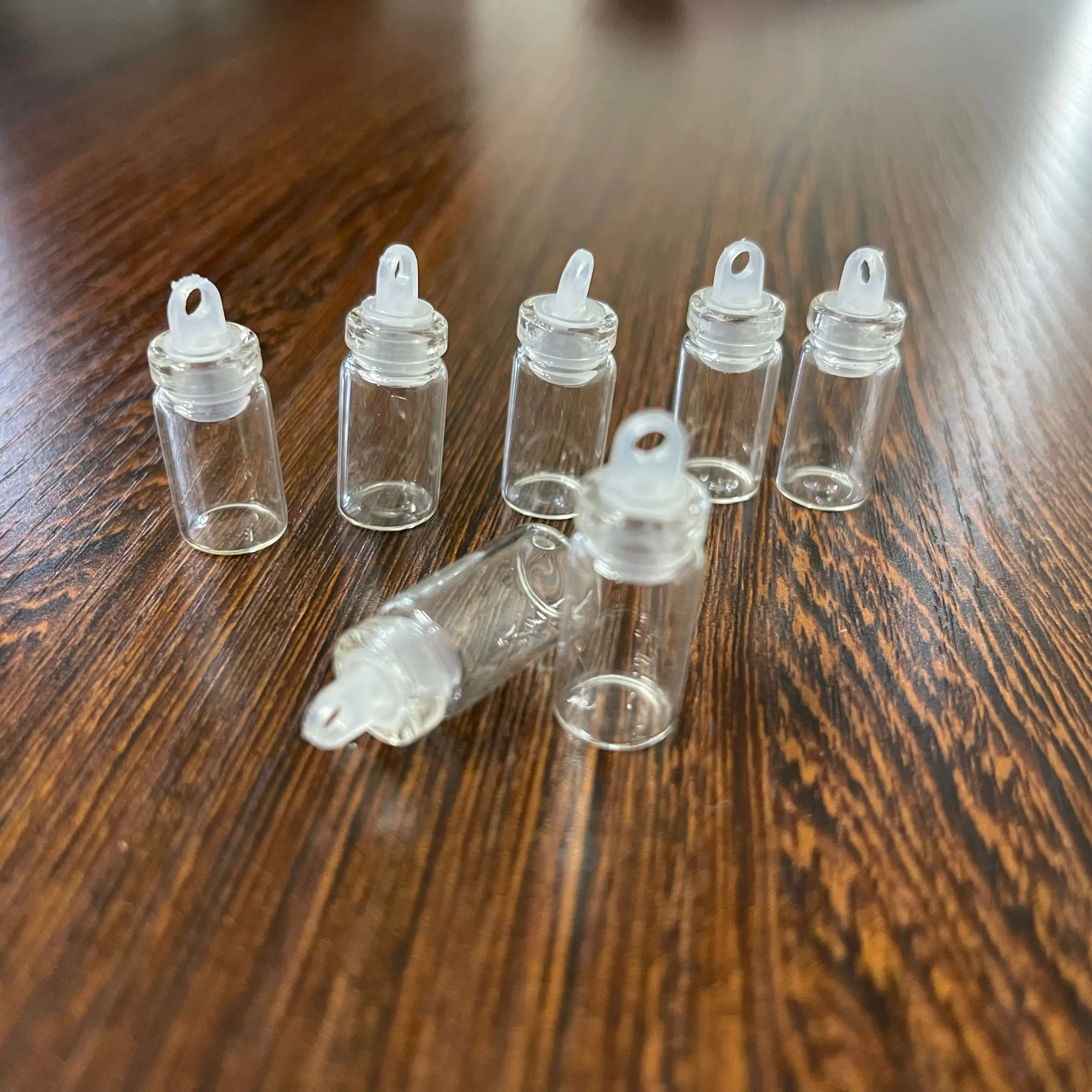 20/100pcs 1ml Mini Glass Bottles Pendants With Plastic Stopper Small Bottle Decoration Crafts Vials Jars 5