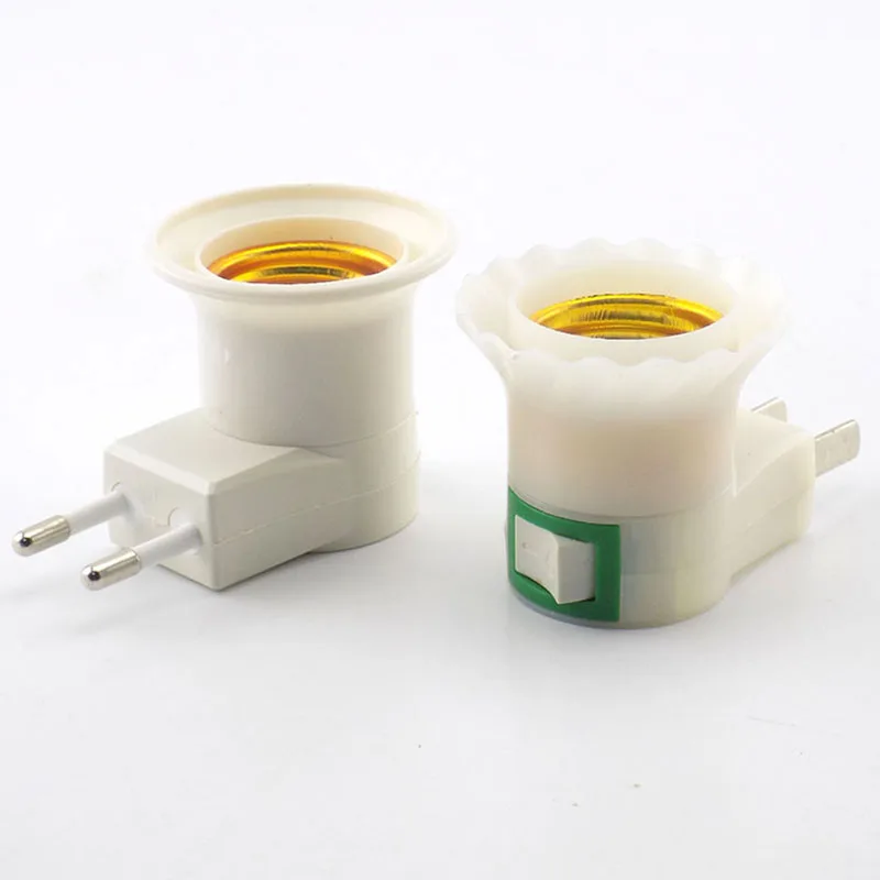 EU US AU Plug E27 LED Lamp Base Power Holder Converter For Led Light Bulb Adapter Socket AC Power 110V 220V EU Plug Switch