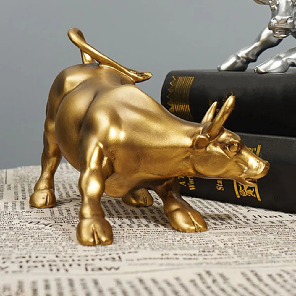 

1 Pcs Wall Street Bull Market Resin Ornaments Feng Shui Fortune Statue Wealth Figurines For Office Interior Desktop Decor