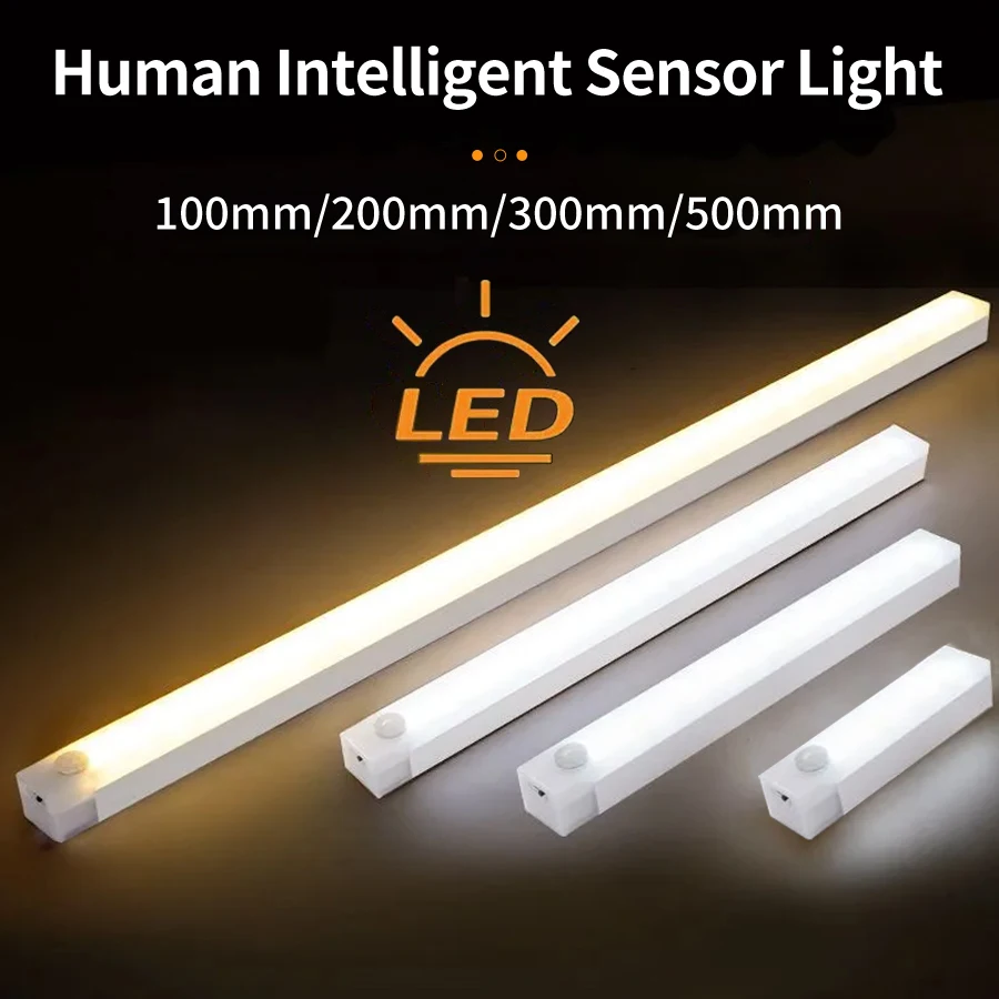Motion Sensor Light Motion Sensor LED Cabinet Light Rechargeable Induction Night Light Wireless Portable Detector Lamp Kitchen Staircase Backlight