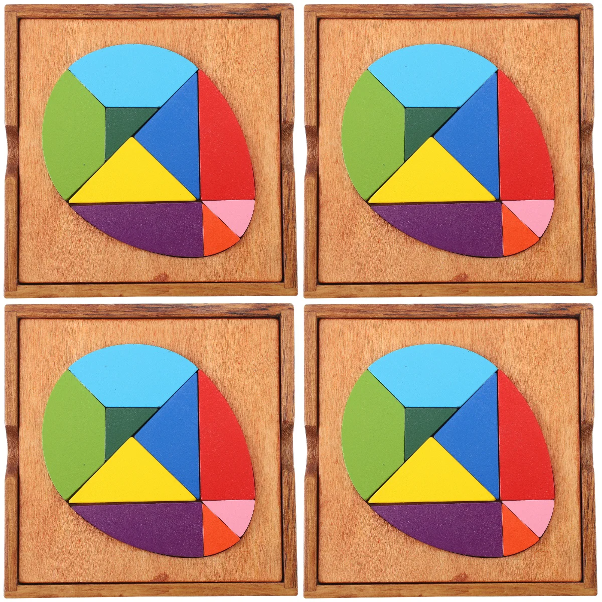 

4 набора деревянных игрушечных пазлов в форме яйца