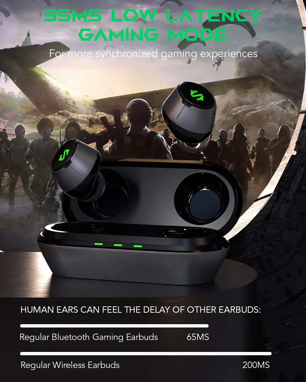 Black Shark Lucifer T4 Wireless Earbuds,Gaming Bluetooth Earbuds with Studio-Quality Sound, IPX5 Waterproof, 24h Listening Time 2