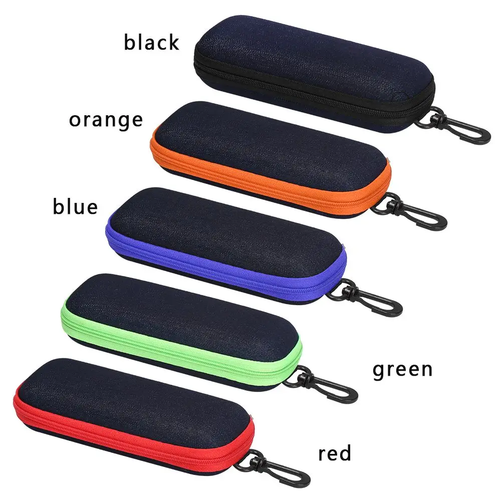 Fashion Portable Denim Fabric Hard Glasses Box Spectacle Case Zipper Eyeglasses Case Eyewear Protector