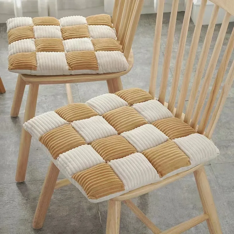 Corduroy Cushion Office Chair Cushion Plaid Thickened Student Dining Chair Cushion Bedroom Bay Window Tatami Sofa Floor Cushion