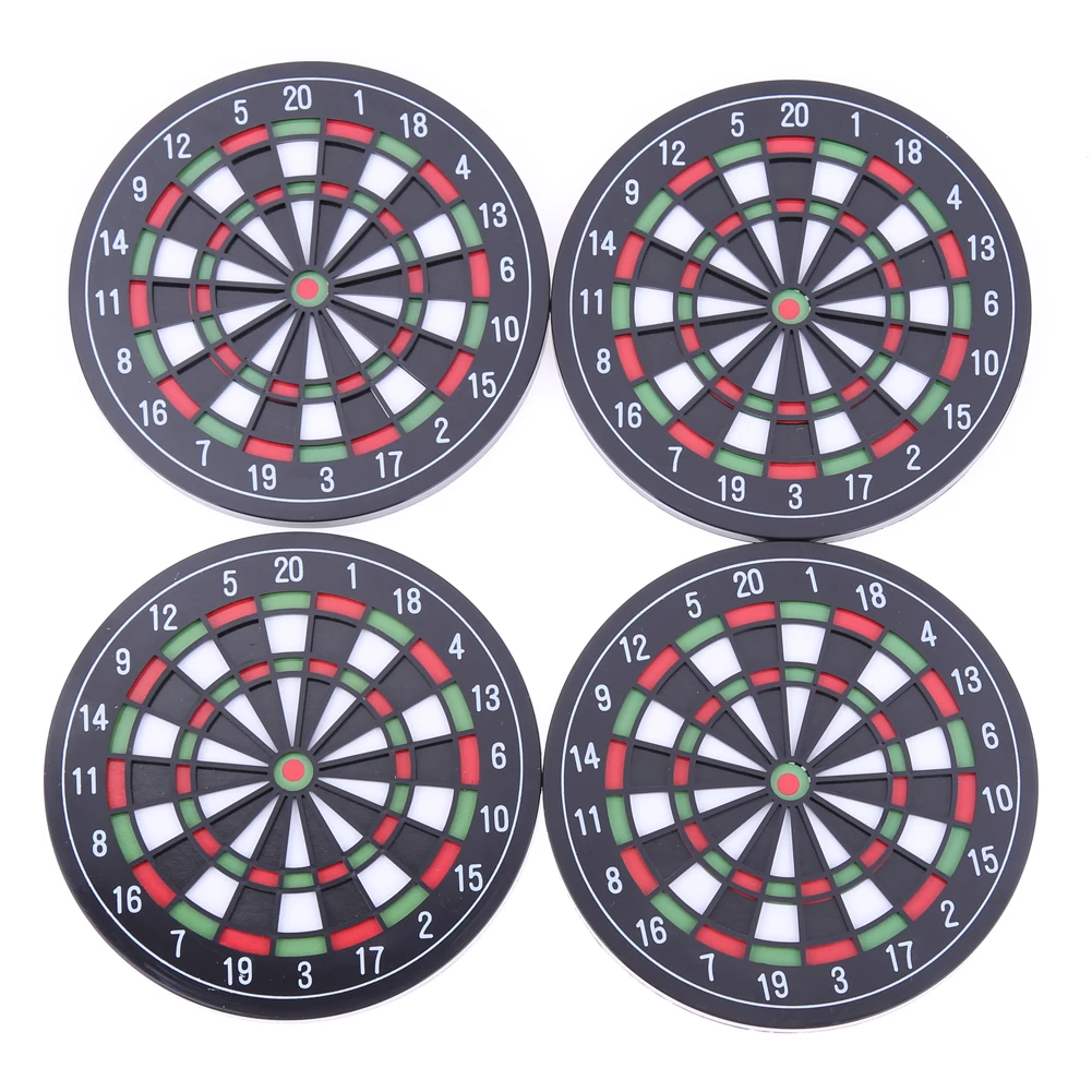 4Pcs Dart Board Shape Drinks Coasters Creative Non Slip Round Coasters Heat Resistant Decorative Cup Mats for Coffee Tea