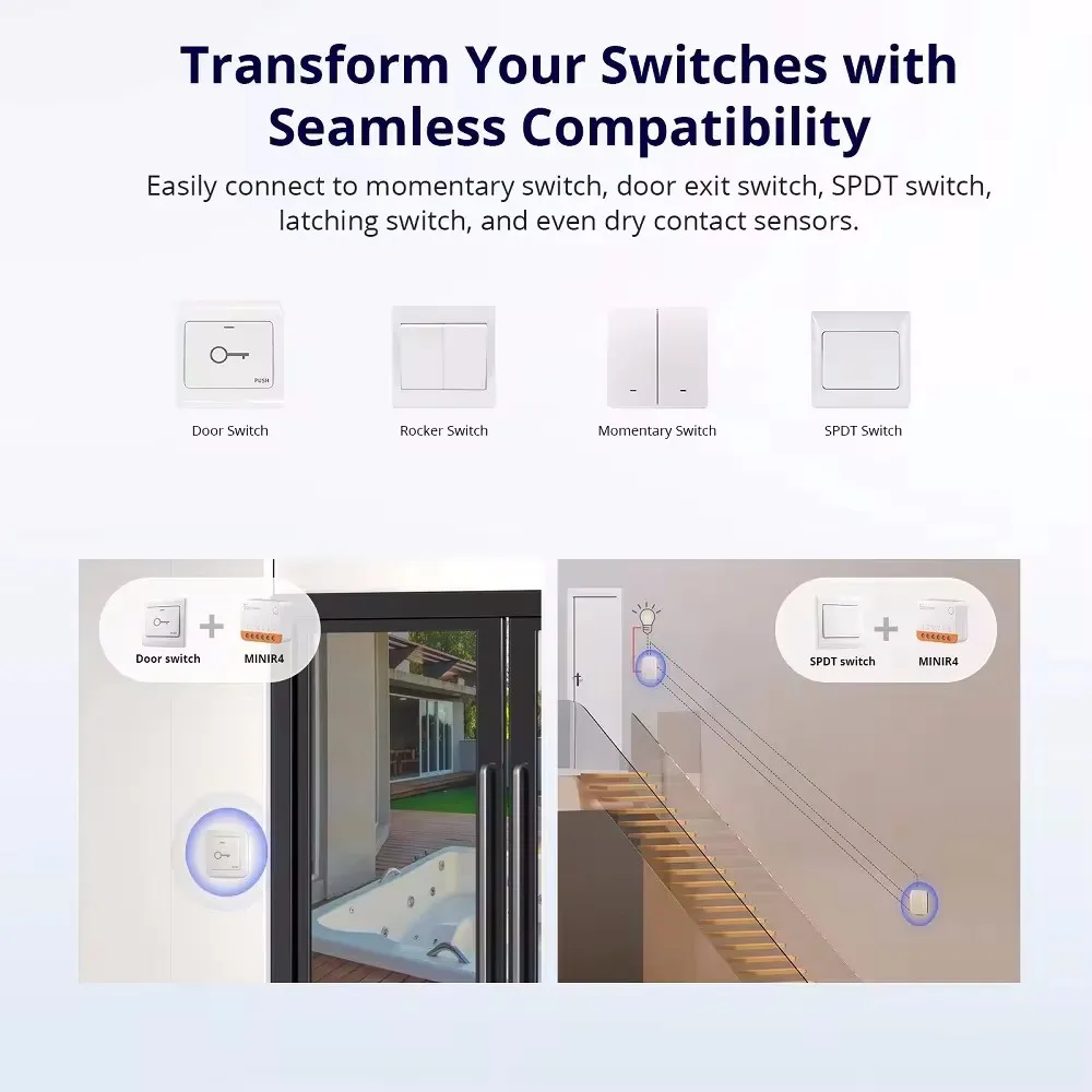 SONOFF Mini R4 스마트 Wifi 스위치 모듈 스위치 양방향 제어 스마트 홈은 Alexa Google 홈 Yandex Alice smartthi와 함께 작동합니다.