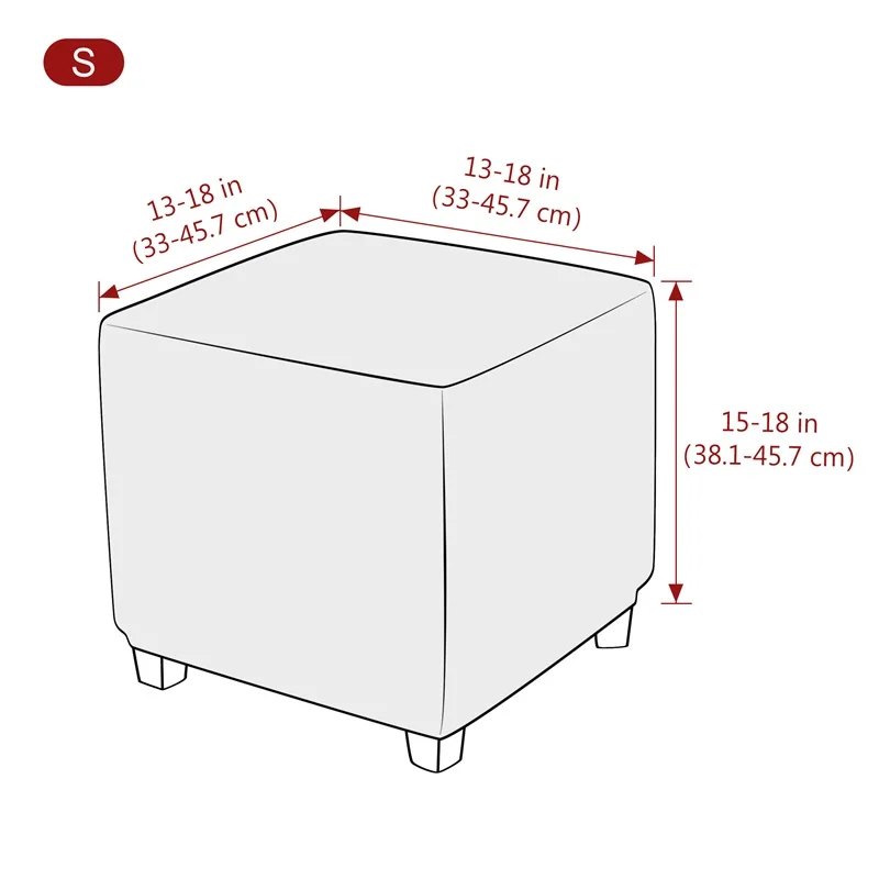 Square Footstool Cover Stretch Polar Fleece Ottoman Cover Sofa Footrest Stool Slipcover for Living Room Furniture Protector Case 2
