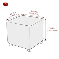Square Footstool Cover Stretch Polar Fleece Ottoman Cover Sofa Footrest Stool Slipcover for Living Room Furniture Protector Case 2