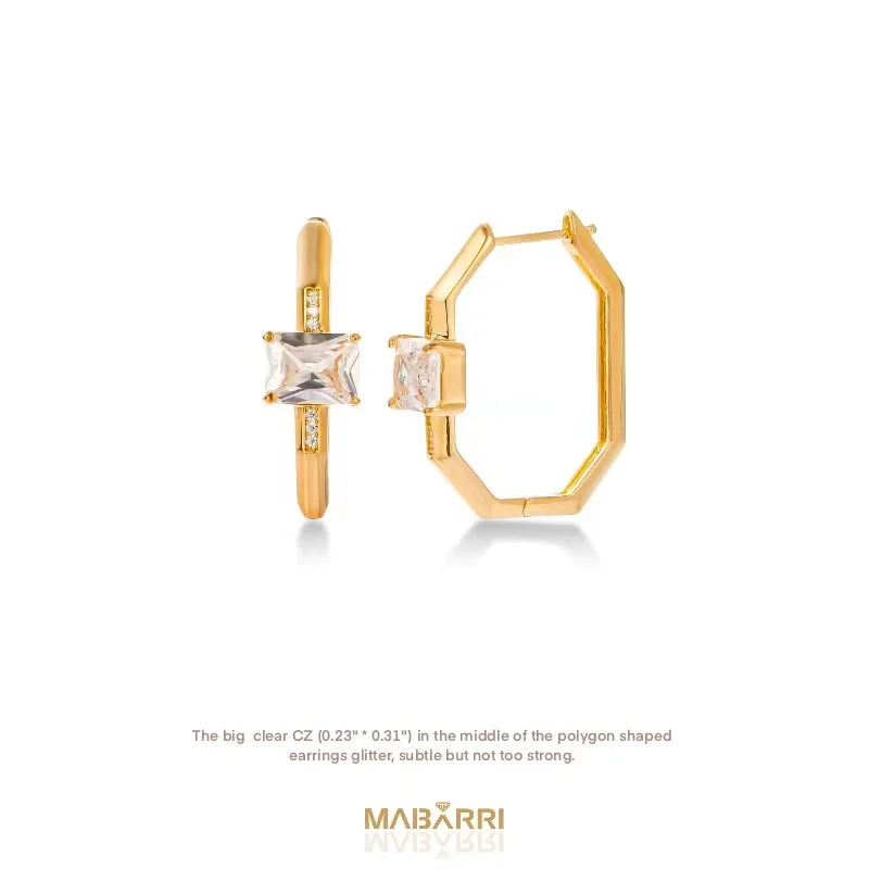 

Mabarri Gold Plated Zircon Geometric Hoop Earrings for Women Girls 14k Gold Luxury Jewelry Holiday Birthday Christmas Party Gift