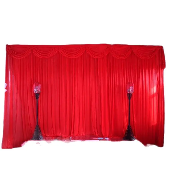 

Ice Silk DHL 3*6m Red Wedding with Swags Drape Wedding Backdrops Curtain 20ft (w) x 10ft (h) for Wedding Party Decoration