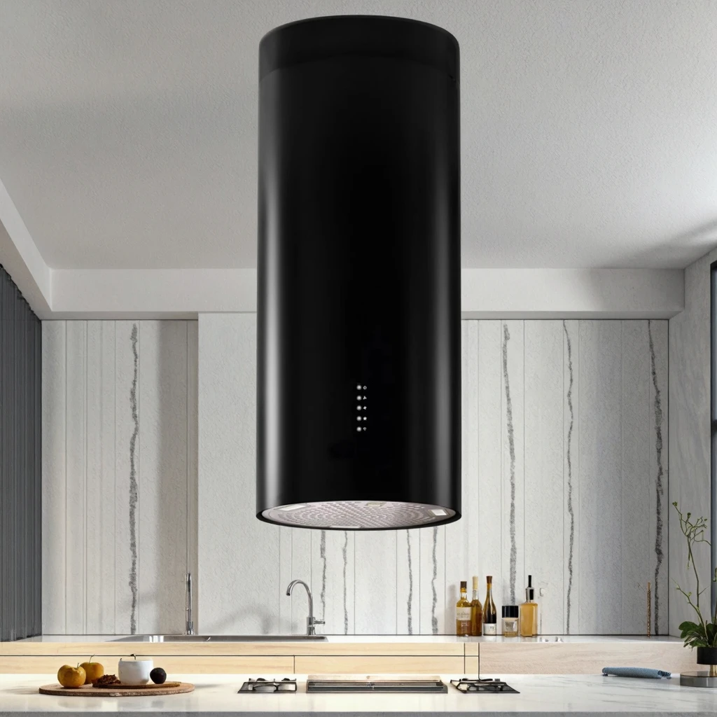Island Range Hood 13.8 Inch Ceiling Mount Kitchen Extractor Fan Stainless Steel Ductless Exhaust Chimney with LED Touch Control 1