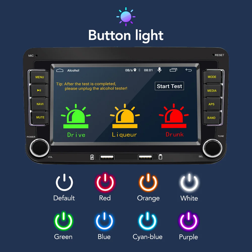 Radio para coche Android 2 Din de GEARELEC, reproductor multimedia con GPS, WiFi y CarPlay para Volkswagen, Skoda Octavia, Golf 5/6, Touran, Passat, Polo y Jetta 8