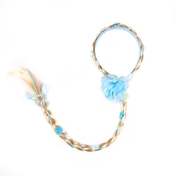 Girls Floral Braid Headband in Pastel Colors - Princess Dress - Up Hair Accessory (Blue - Flower - 01)