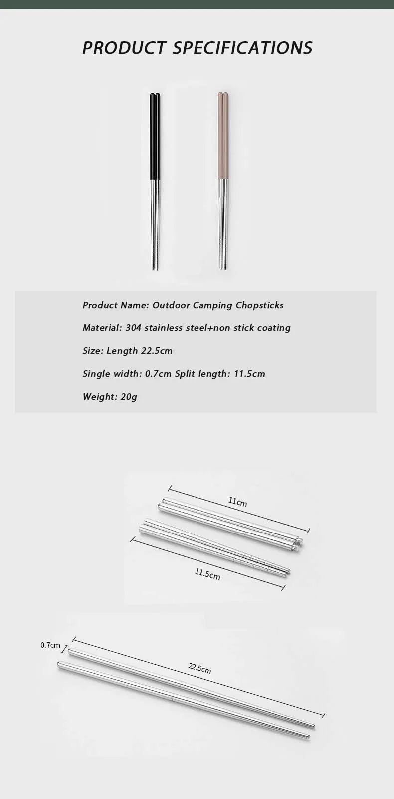 Description Picture 4 of itemTARKA 1Pair Camping Chopsticks Detachable Chopsticks Cook Noodles Camping Supplies Reusable Hiking Picnic Chopstick
