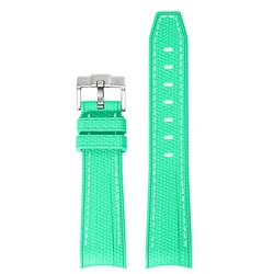 Premium Liquid Silicone Watch Band - Universal 20mm Strap with Curved Interface for 20mm (Aurora Green white)