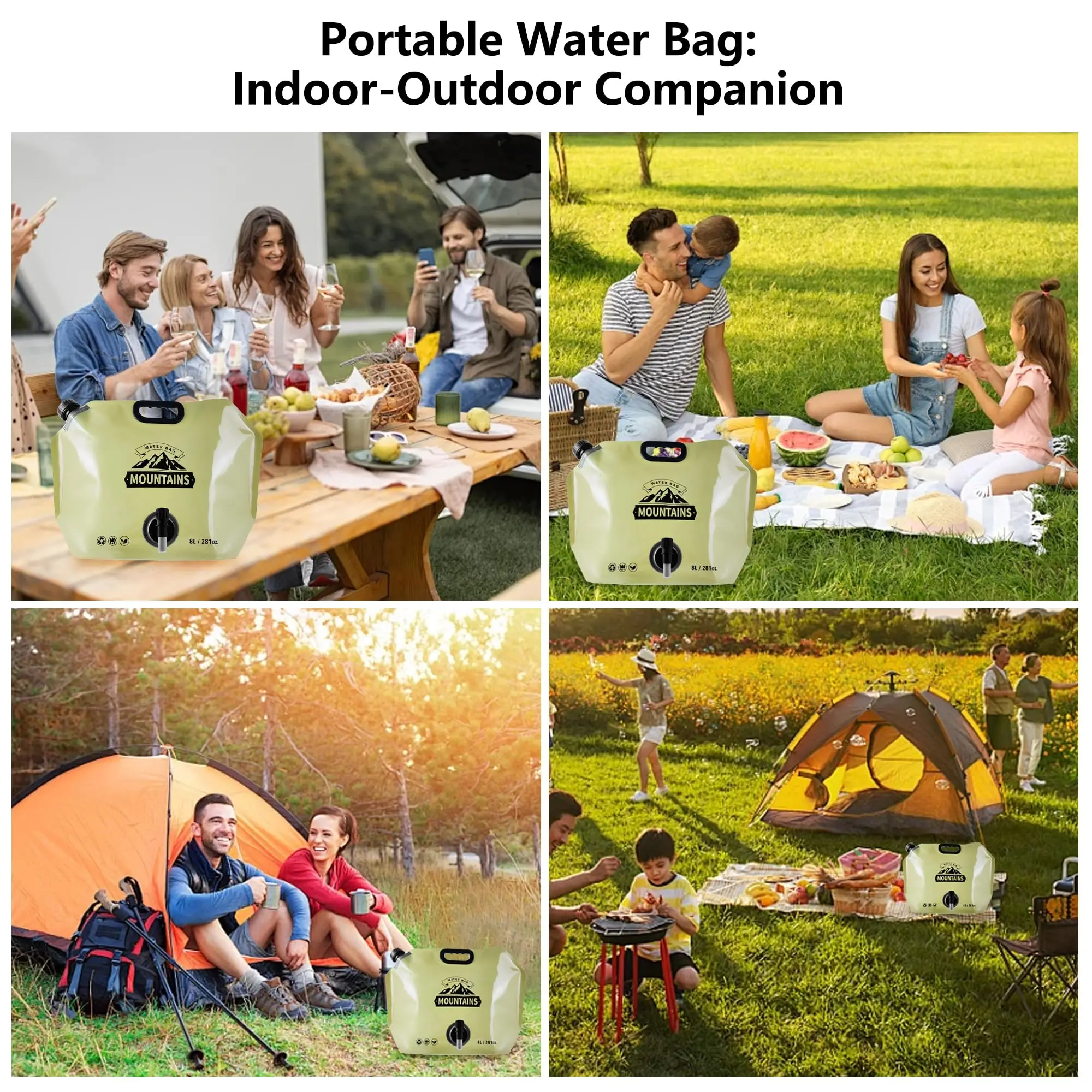 Outdoor Collapsible Water Storage Bag With Faucet Valve Plastic Water Bag 8-Liter 17 Outdoor Collapsible Water Storage Bag With Faucet Valve Plastic Water Bag 8-Liter