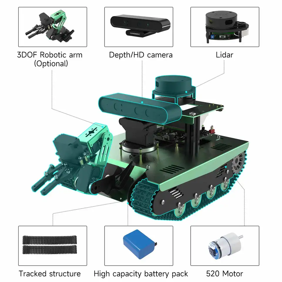 Yahboom Transbot-SE ROS AI Robot Tank - Programmable With Camera For Jetson Nano