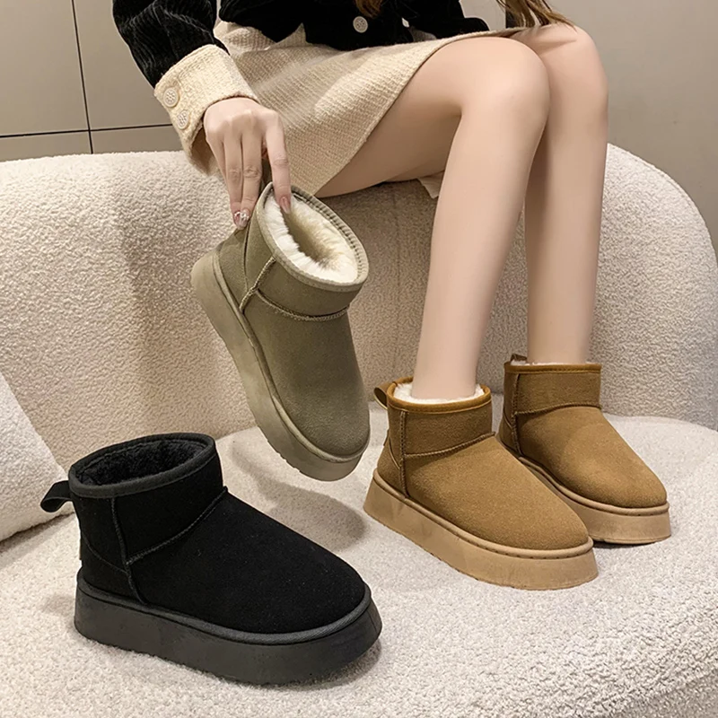 

Ботинки женские зимние с круглым носком, роскошные дизайнерские полусапожки из плюша, на плоской подошве, в стиле «Лолита», Rubb