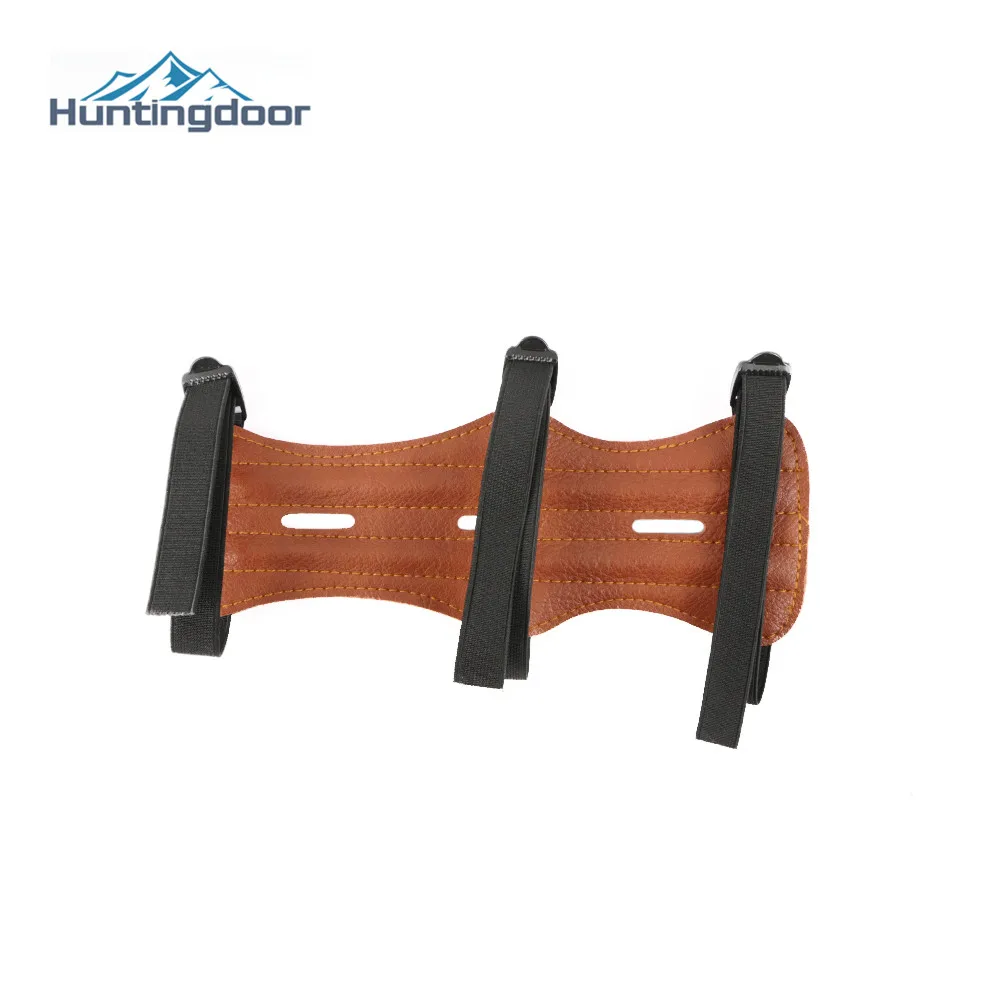 Archery PU Leather Arm Guard Protection Forearm Safe for Bow Outdoor Hunting Shooting Training Accessories 3 Holes 3 straps archery arm guard