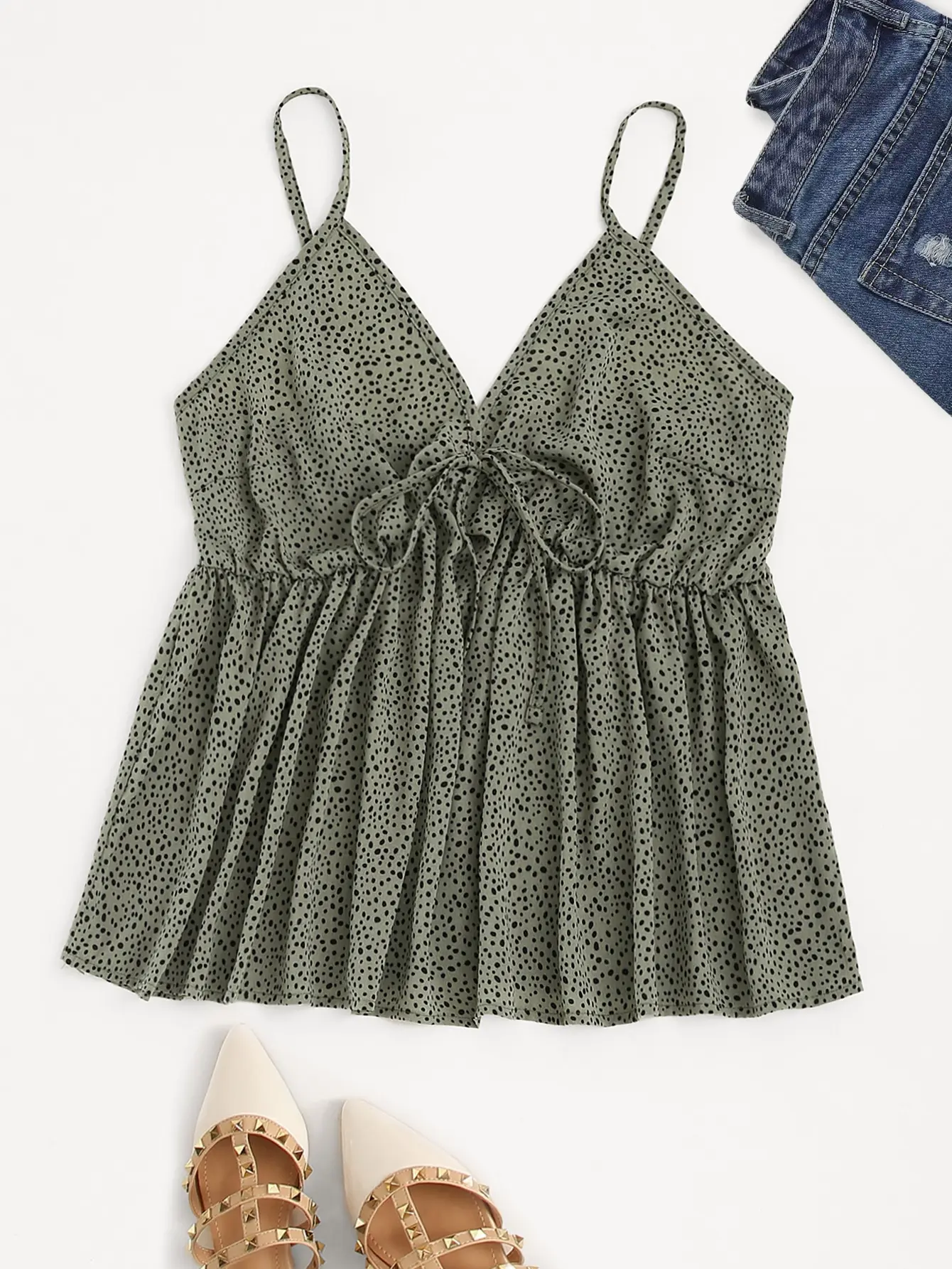 

Женский Яркий топ на бретельках Finjani с принтом, повседневный топ на бретельках с воротником-бантом для лета, Женская стандартная одежда