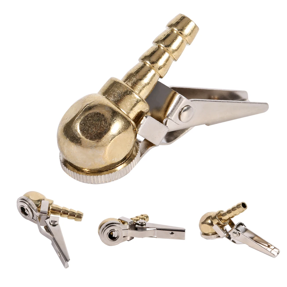 8x28mm Hose Barb Clip-On Ball Foot Air Chuck Open (Flow Through) Brass Stem Tire/Tyre Inflator Gauge Fitting Tire Repair Tools