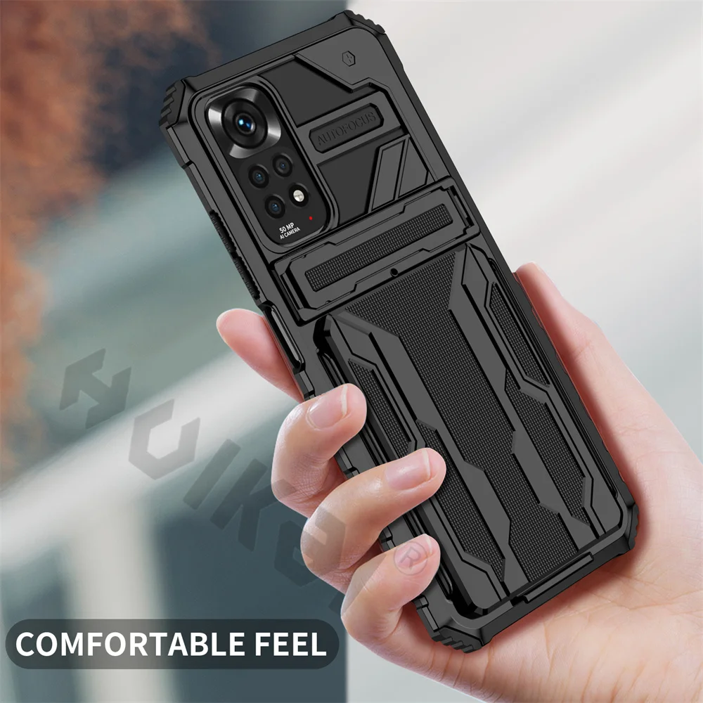 ShockProof Armor Case For Xiaomi Redmi Note 11S  11 10 10S 9 Pro Max 11T Poco M4 M3 X3 Pro Anti Shock KickStand Card Slot Case
