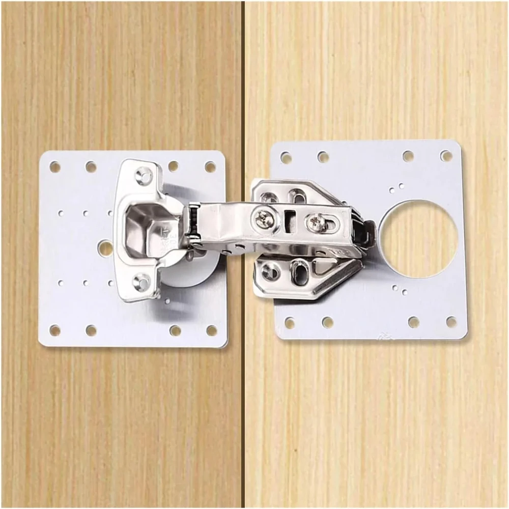 Hinge Repair Plates 2/4Pcs Hinge Repair Plate with 8 Holes Flat Kitchen Cupboard Door Cabinet Hinge Mounting