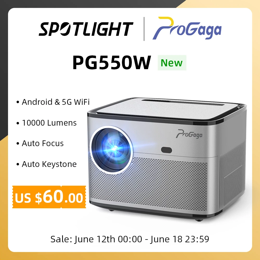 ProGaga PG550W Projetor Auto Foco Keystone Full HD 1080P Suporte 4K ...