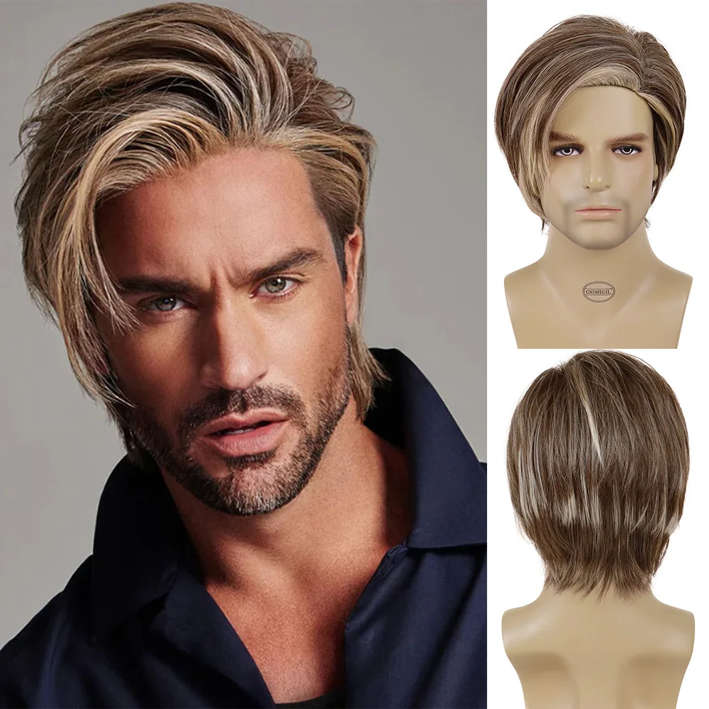 1pc Peruca De Cosplay Masculina, Sintética Curta E Ondulada Natural, Cabelo Para  Homens Meia Peruca Para Festa De Halloween Anime Wig - Temu Portugal