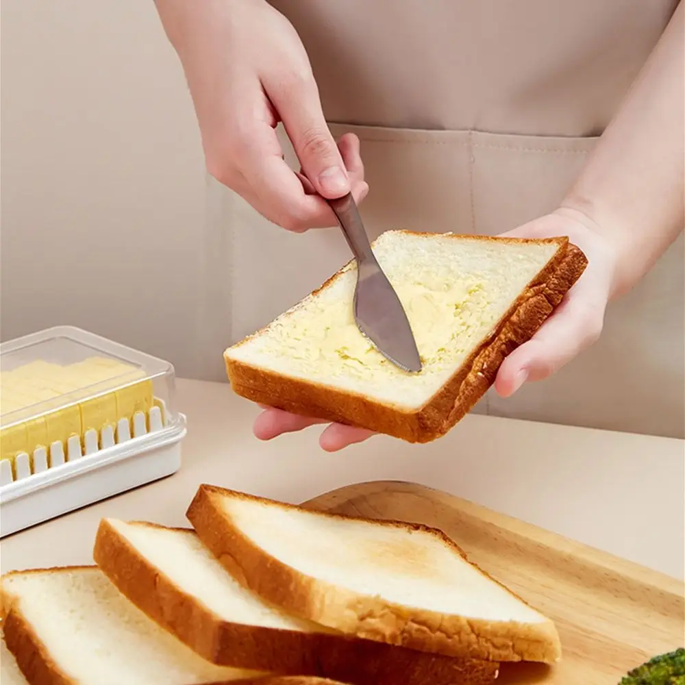 1PC Wooden Color Plastic Butter Cutting Storage Box Cheese Fresh-Keeping Box with Lid Breakfast Cheese Tools Kitchen Accessories