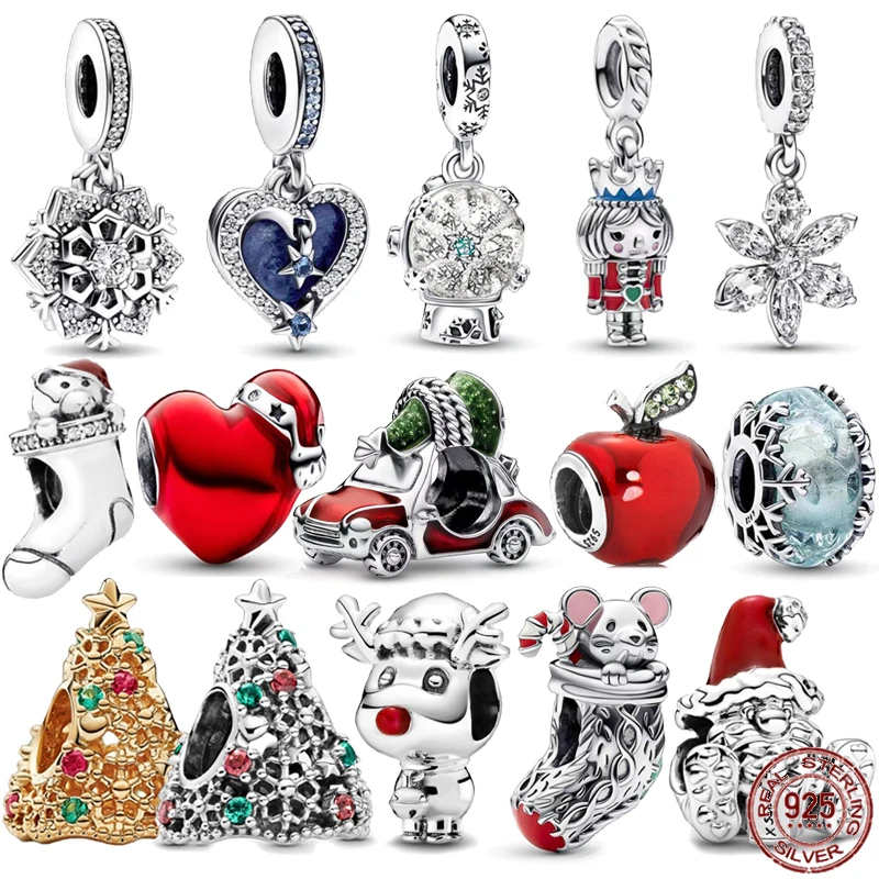 

Лидер продаж, подвеска из серебра 925 пробы в виде рождественской серии, подвеска в виде снежинки с хрустальным шариком, подходит для оригинального браслета Pandora, подарок «сделай сам»