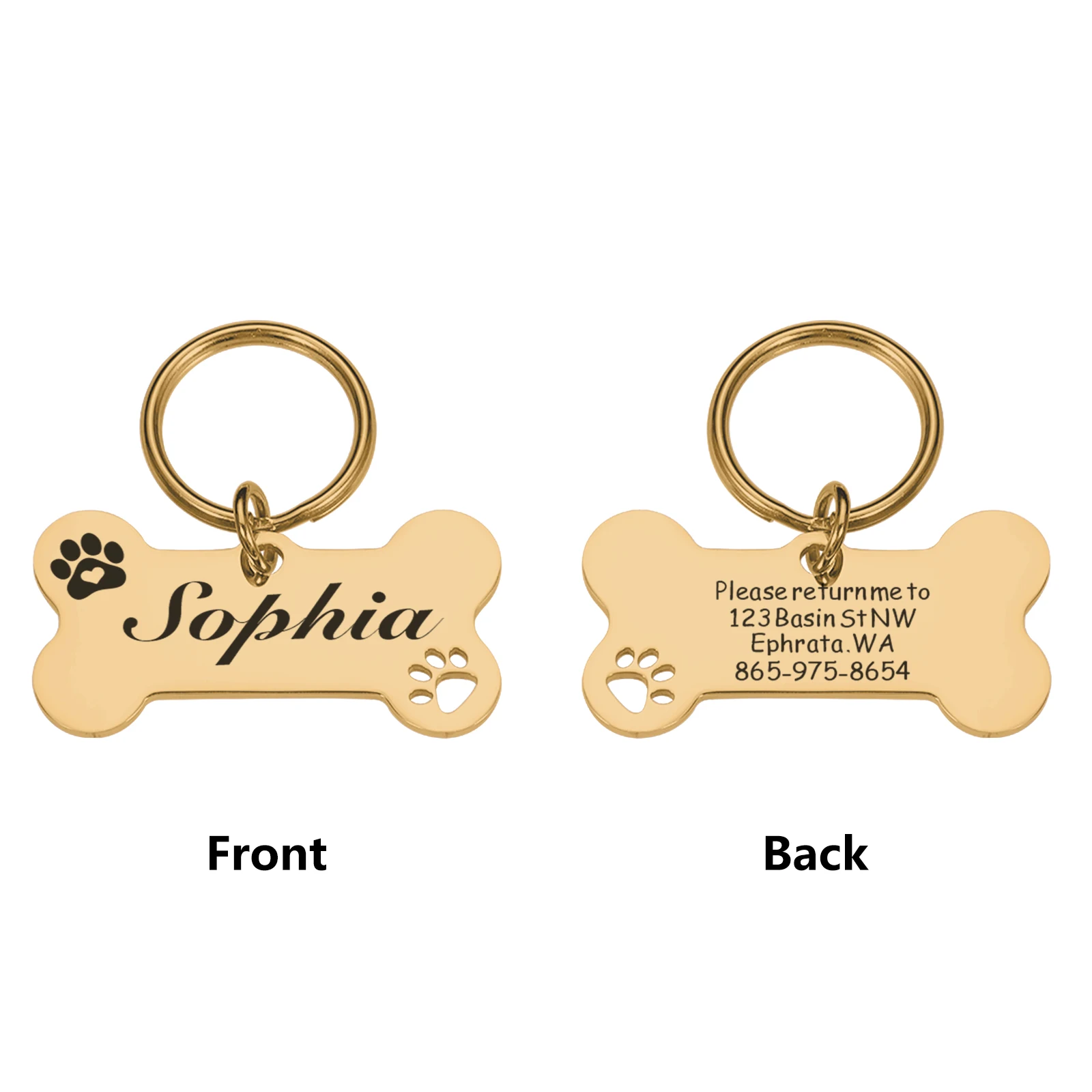 Personalized Pet Dog Name Tags Shiny Steel Free Engraving Kitten Puppy