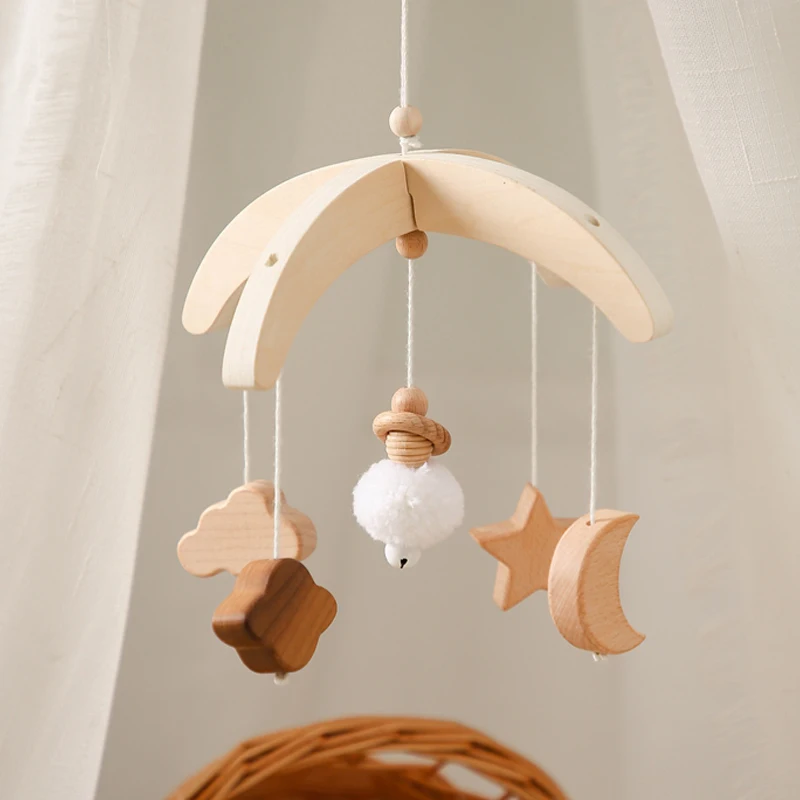 

Baby Crib Mobile Rattle Toys Wooden Interstellar Bed Bell For Newborn DIY Craft Accessories Crib Decoration Infant Wooden Toys