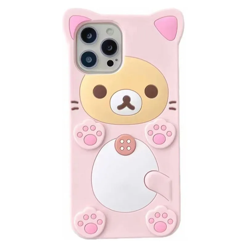 3D Cute Cartoon Bear Kawaii Soft Silicone Case for IPhone 17 16