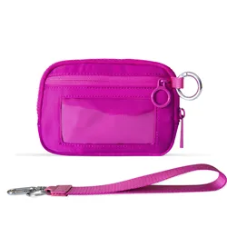 Unisex Lightweight Minimalist Wallet with RFID Protection and Multi-Pocket Design (Rose Red A strap)