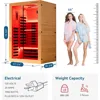 Infrared Home Sauna Room 2 Person Hemlock Wooden Indoor Sauna,7 Carbon 1980W/120V Heaters,with Led Color Therapy Light 6