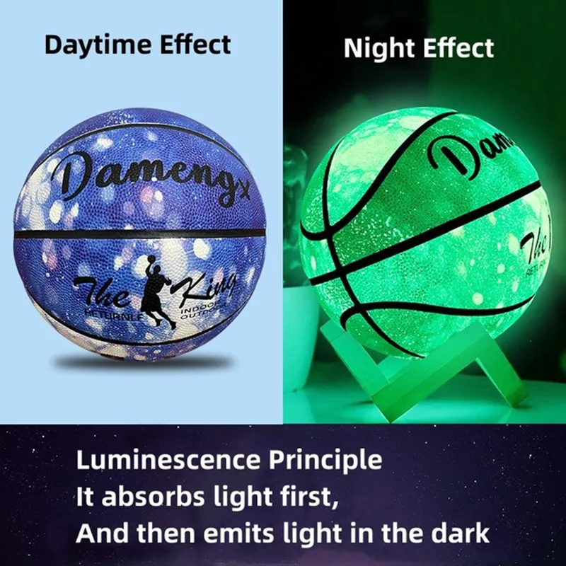 Glow In The Dark Basketball Regular Size 7# Hygroscopic Streetball Light Up Basketball Ball for Night Game Gift
