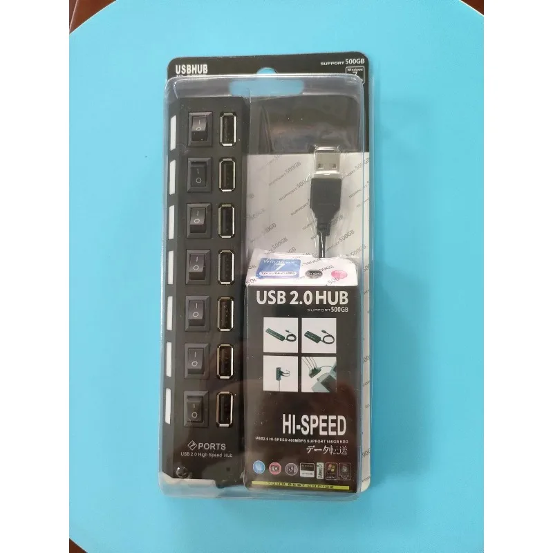 개별 전원 스위치가 있는 7포트 USB 데이터 허브-7홀 USB 확장 스플리터 데스크탑 노트북 및 홈 오피스용 휴대용 허브