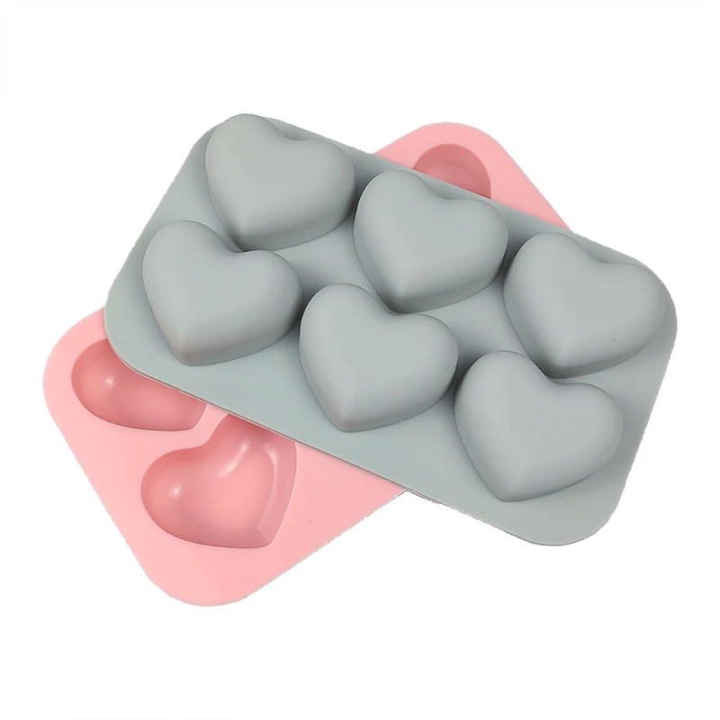 Silicone Soap Molds 6 Cavities Valentine Heart Silicone Soap Mold DIY Love Soap Making Chocolate Baking Candle Mold Gifts Craft Supplies Home Decor
