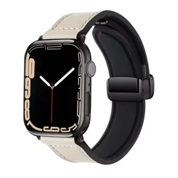 Luxurious Magnetic Leather Strap for 42mm44mm45mm49mm (Off - white)