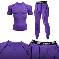 Dean M Tight Fitness Compression Set pour homme, pantalon de survêtement sportif, vêtements de sport moulants, entraînement, jogging, MMA, yoga, 2 pièces 6