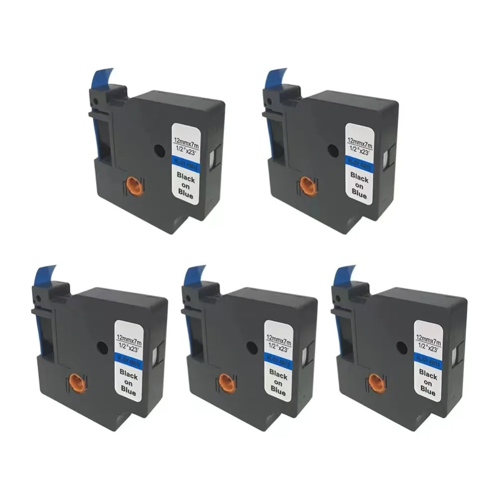 

5PK совместимый D1 45016 S0720560 стандартная этикетка лента для производитель Этикеток Dymo черный на голубом 12 мм (1/2 дюйма) ширина x 7 м (23 фута) Длина